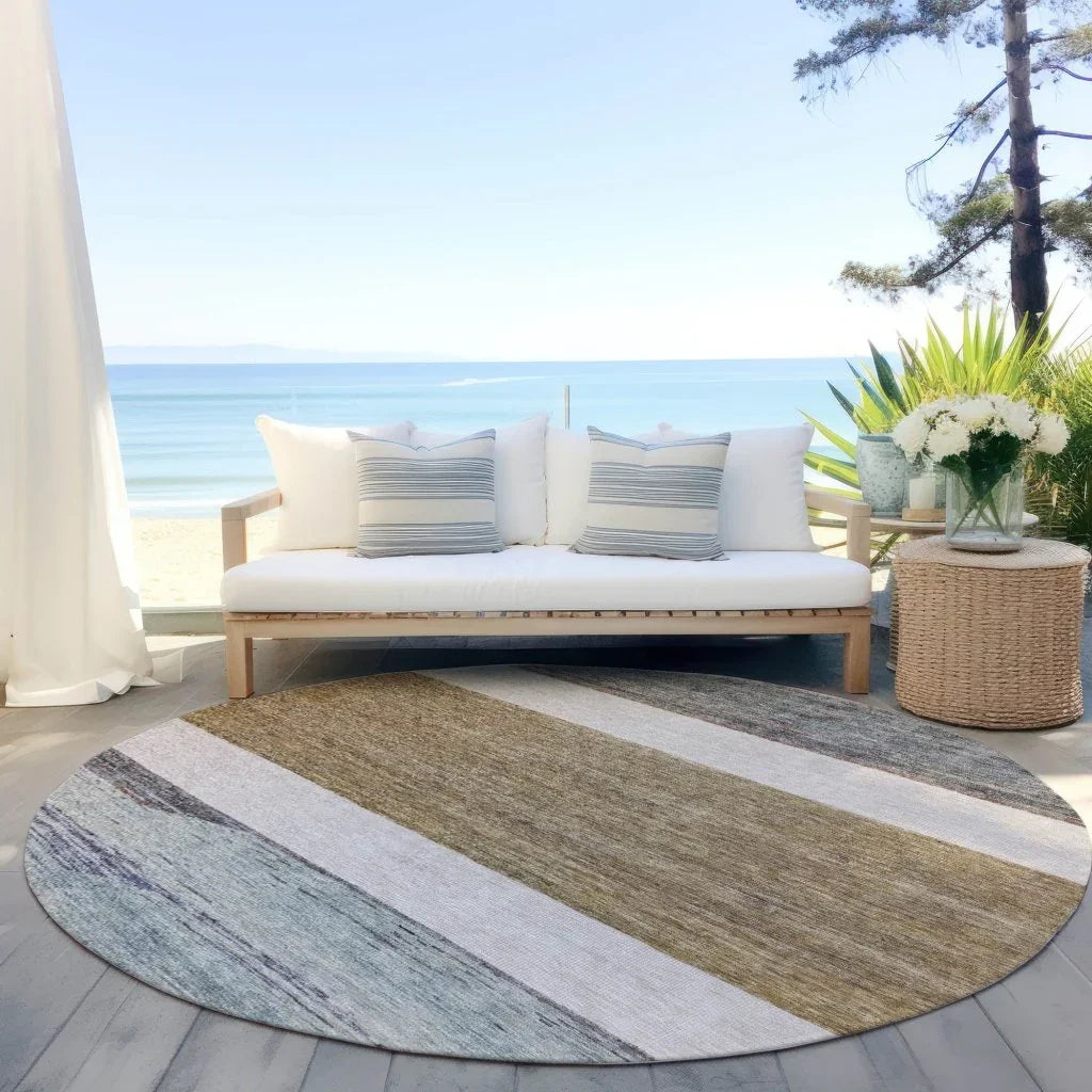 LOOMLAN Rugs Chantissa Brown Washable Indoor-Outdoor Rug