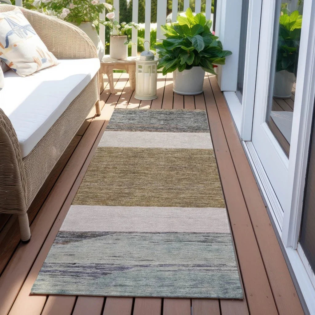 LOOMLAN Rugs Chantissa Brown Washable Indoor-Outdoor Rug