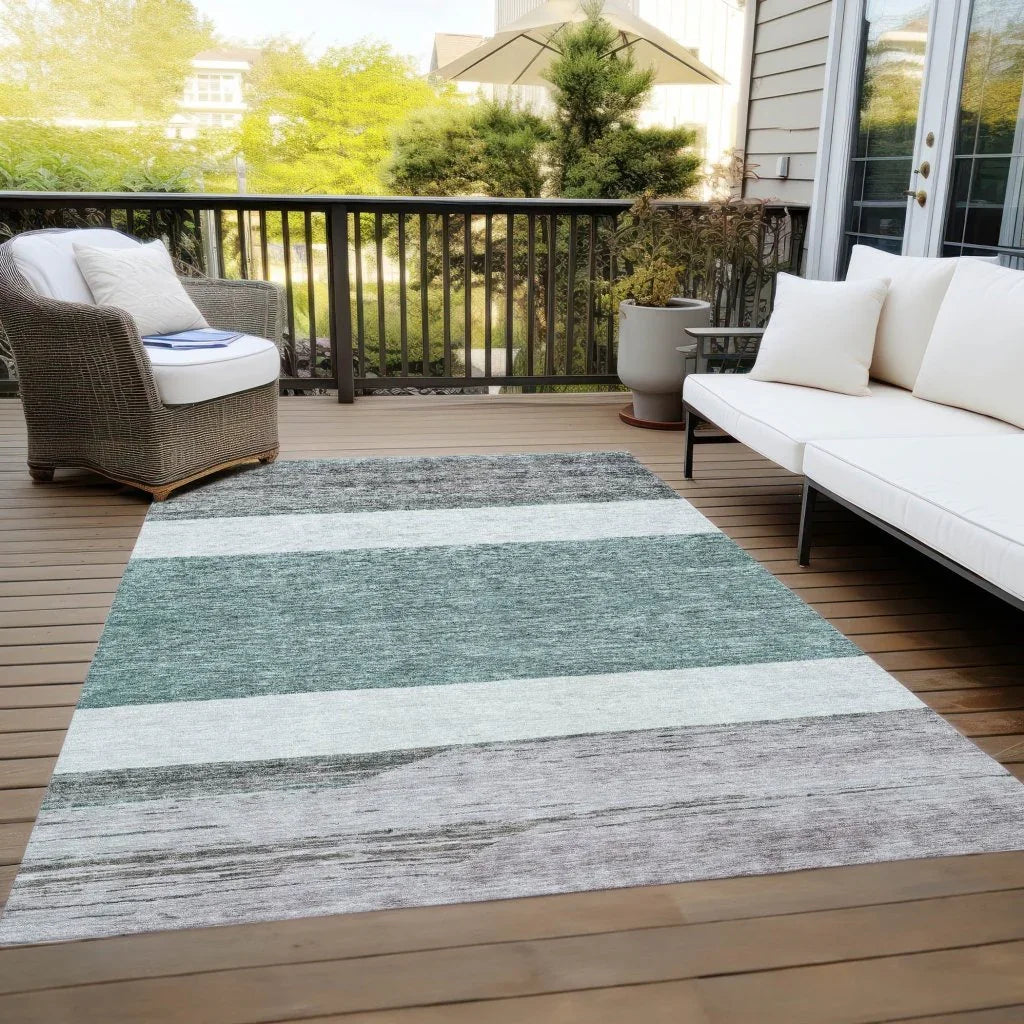 LOOMLAN Rugs Chantissa Teal Washable Indoor-Outdoor Rug