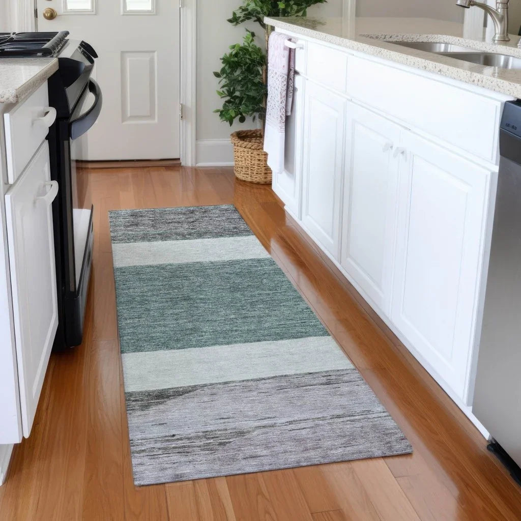 LOOMLAN Rugs Chantissa Teal Washable Indoor-Outdoor Rug