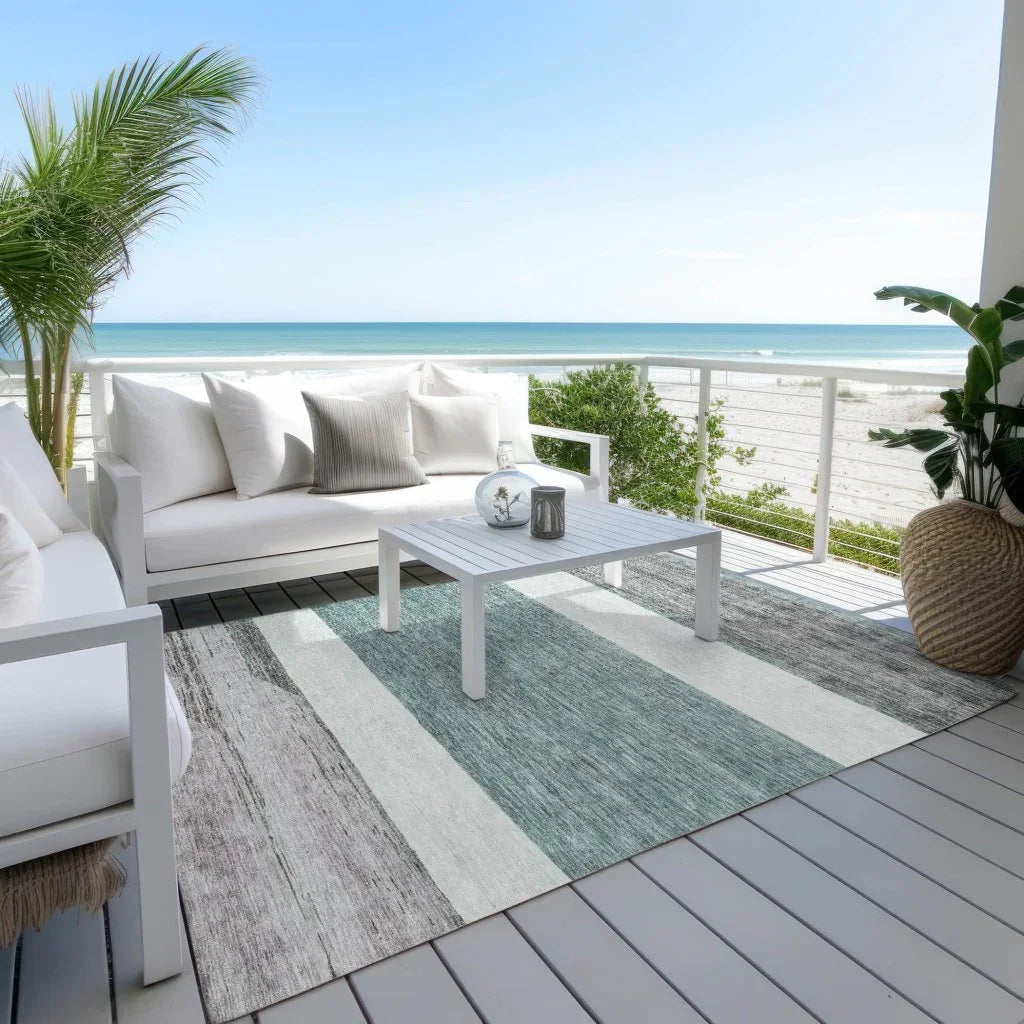 LOOMLAN Rugs Chantissa Teal Washable Indoor-Outdoor Rug
