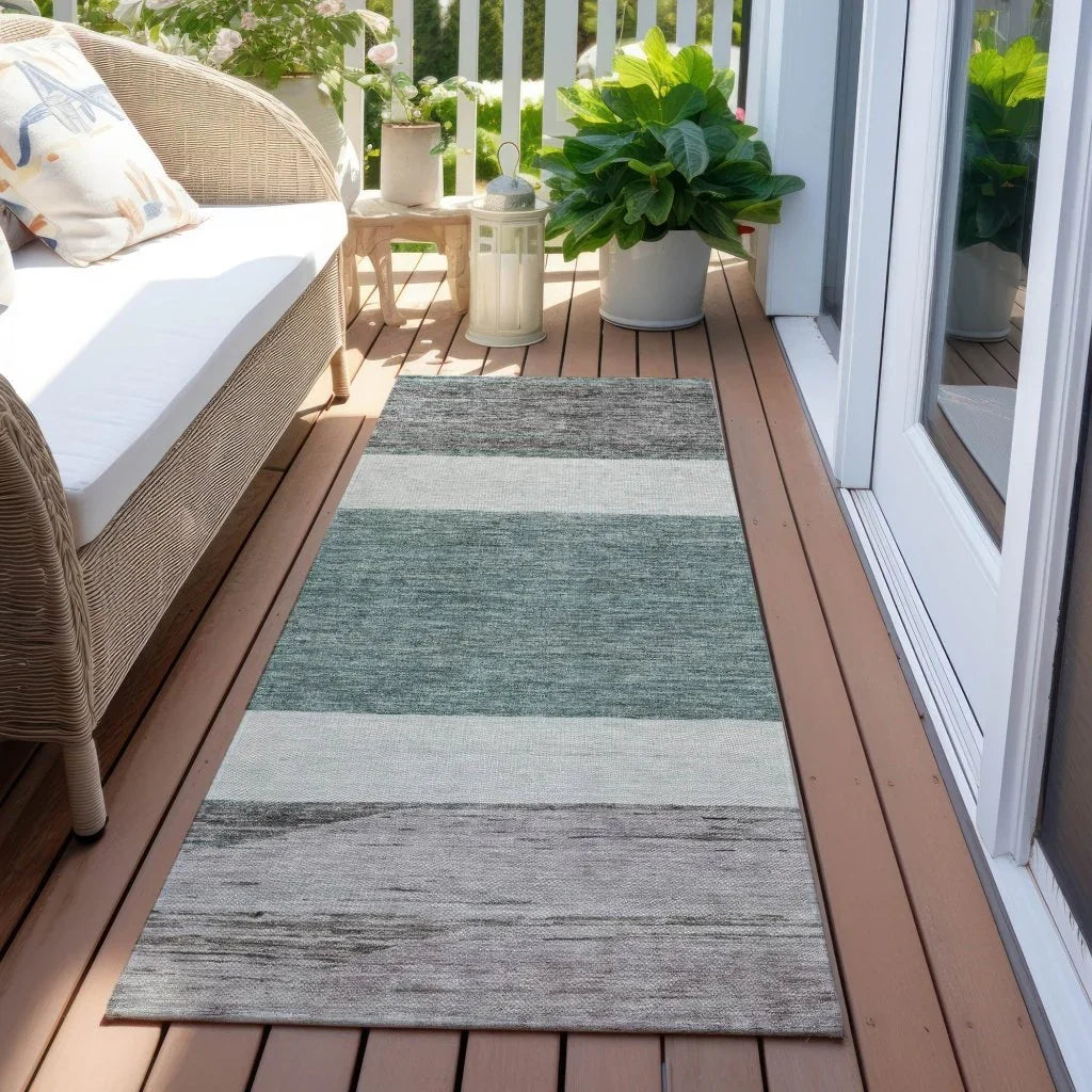 LOOMLAN Rugs Chantissa Teal Washable Indoor-Outdoor Rug