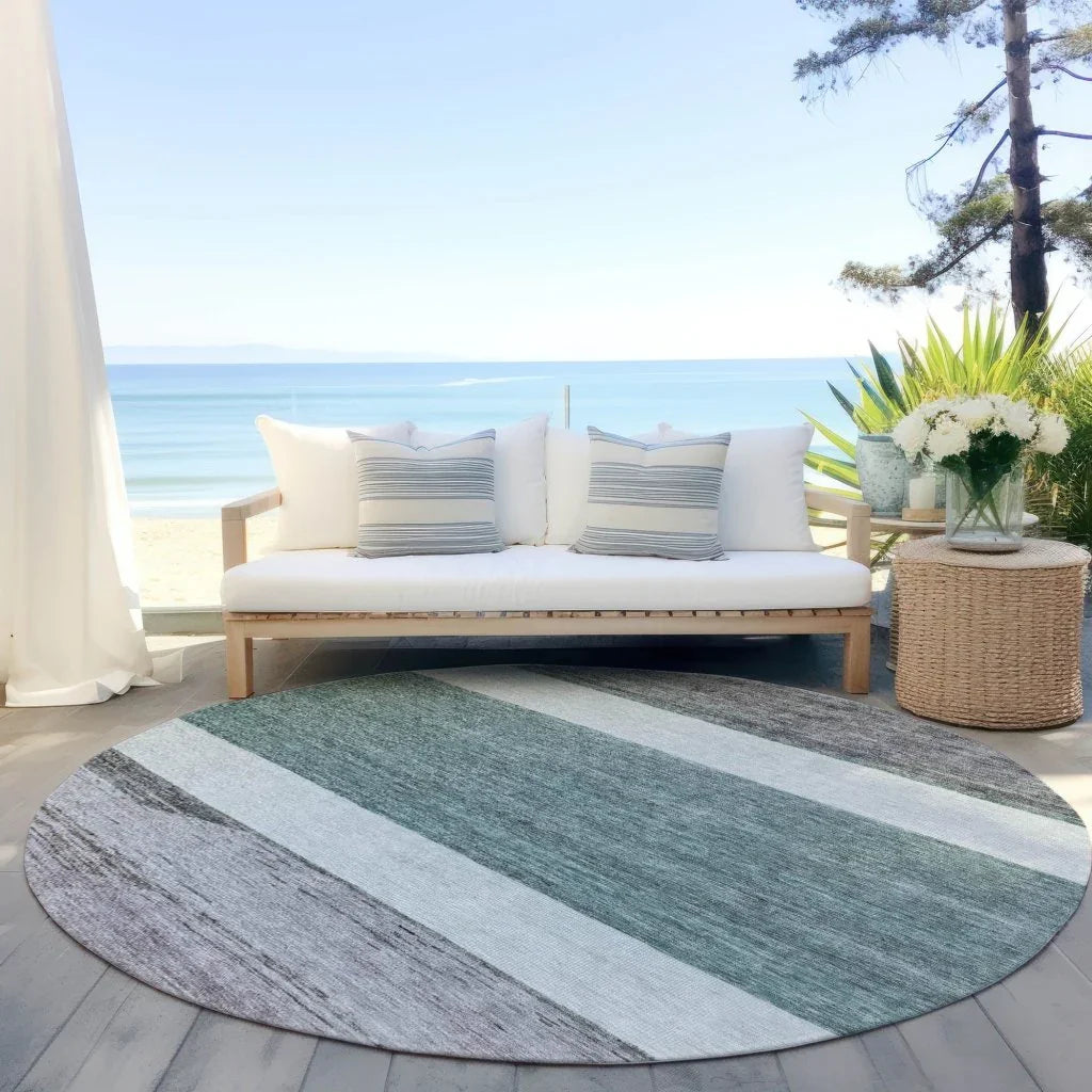 LOOMLAN Rugs Chantissa Teal Washable Indoor-Outdoor Rug