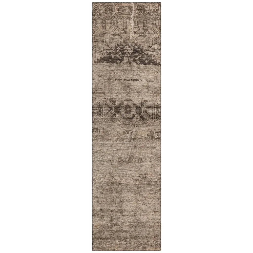 LOOMLAN Rugs Charix Brown Washable Indoor-Outdoor Rug