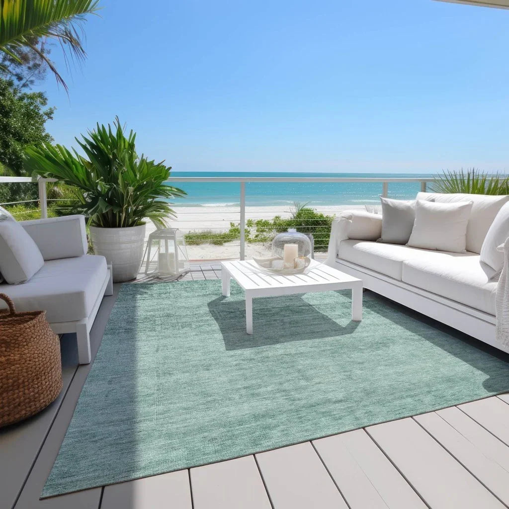 LOOMLAN Rugs Charix Teal Washable Indoor-Outdoor Rug