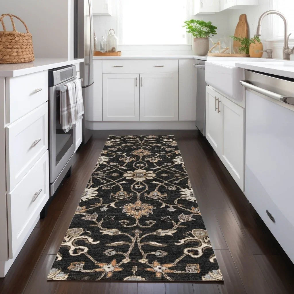 LOOMLAN Rugs Clara Black Washable Indoor-Outdoor Rug