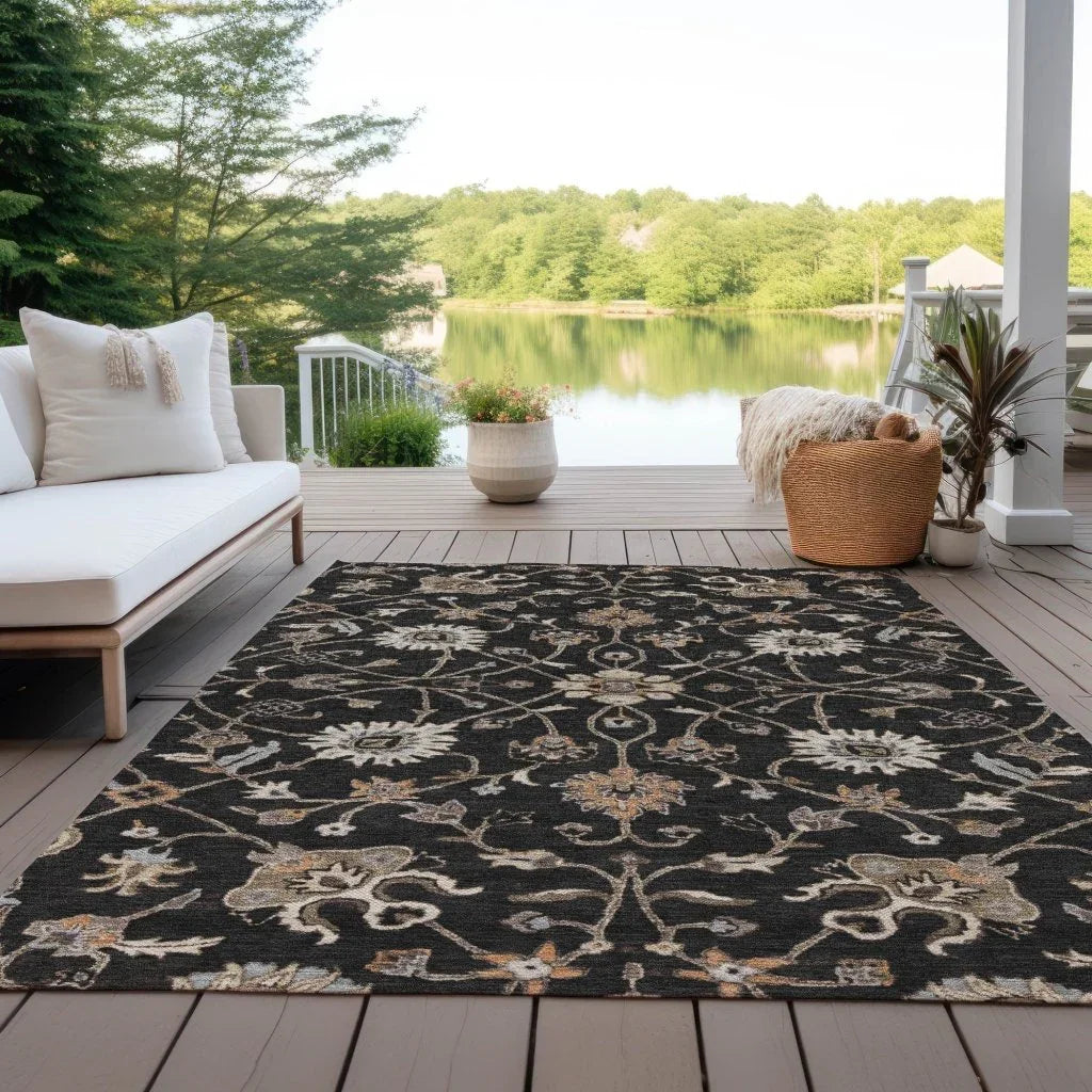 LOOMLAN Rugs Clara Black Washable Indoor-Outdoor Rug