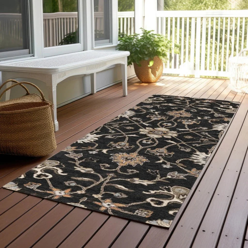 LOOMLAN Rugs Clara Black Washable Indoor-Outdoor Rug