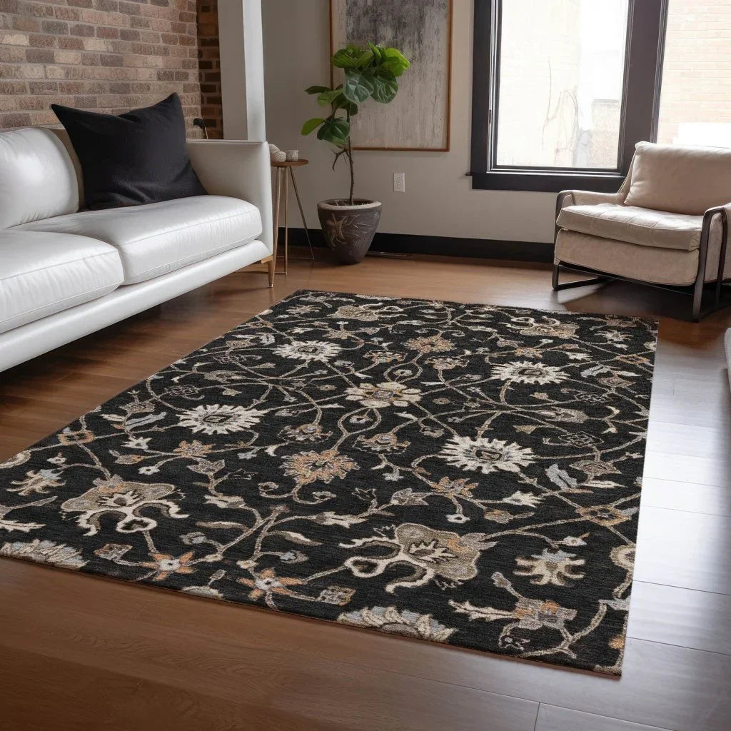 LOOMLAN Rugs Clara Black Washable Indoor-Outdoor Rug