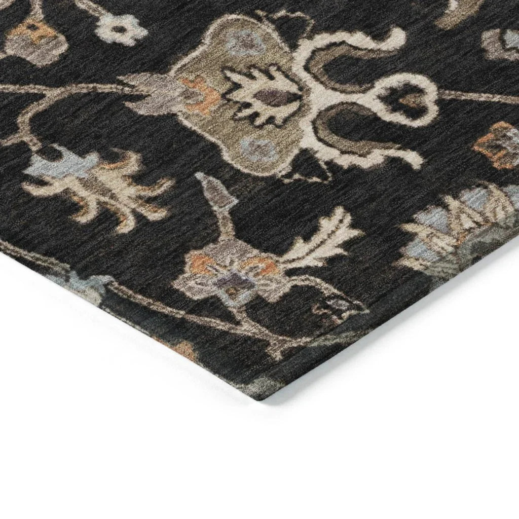 LOOMLAN Rugs Clara Black Washable Indoor-Outdoor Rug