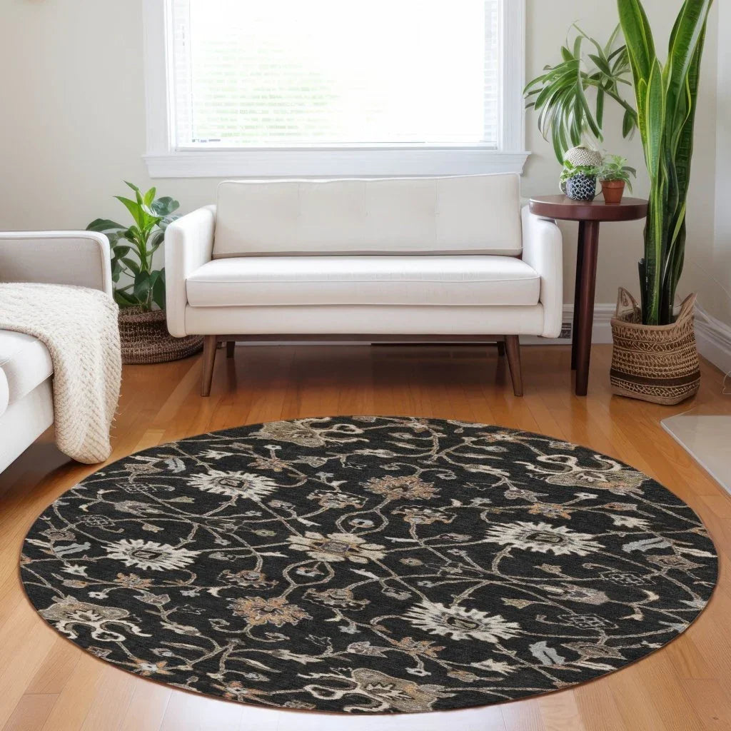 LOOMLAN Rugs Clara Black Washable Indoor-Outdoor Rug