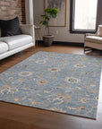 LOOMLAN Rugs Clara Blue Washable Indoor-Outdoor Rug