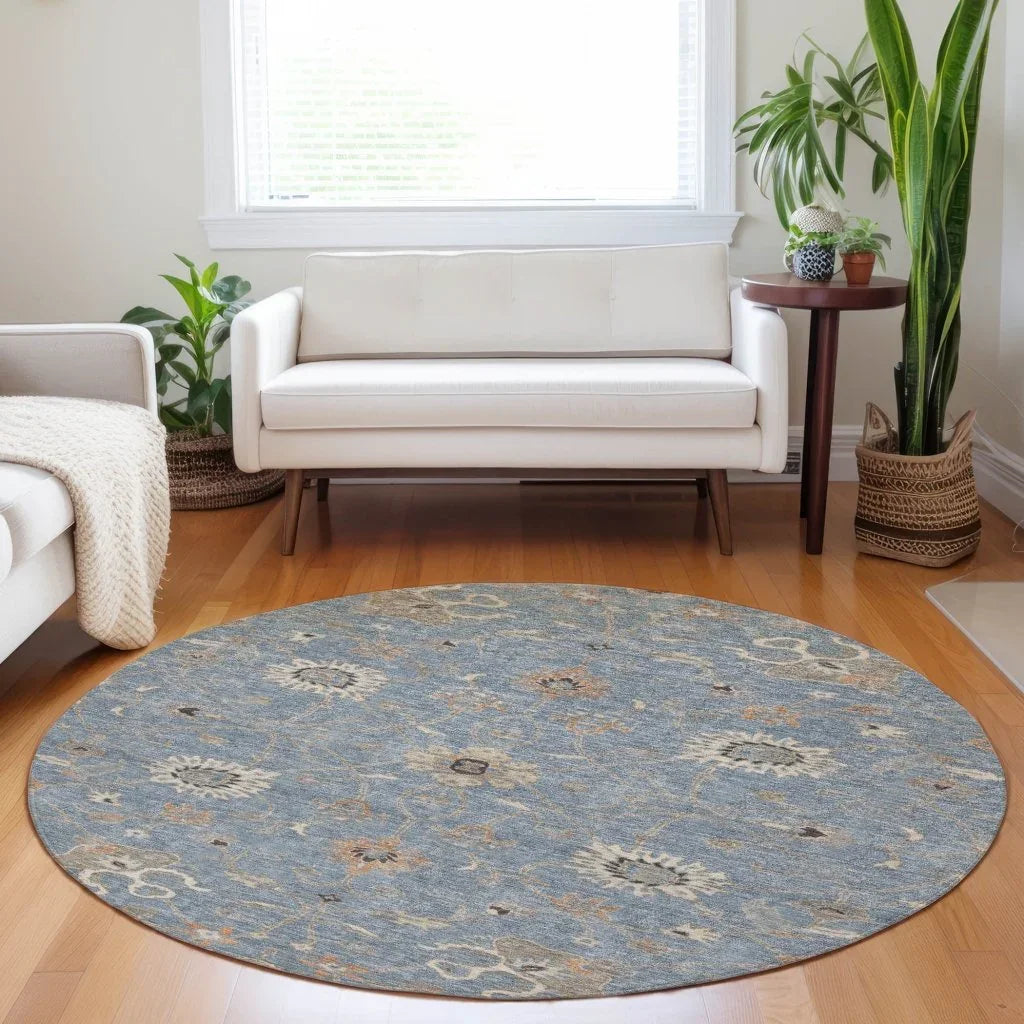 LOOMLAN Rugs Clara Blue Washable Indoor-Outdoor Rug
