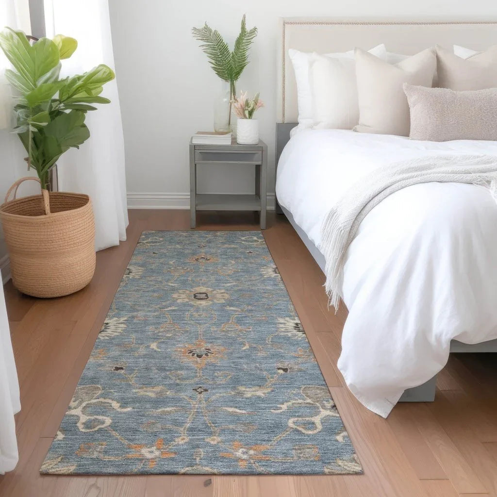 LOOMLAN Rugs Clara Blue Washable Indoor-Outdoor Rug