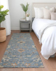 LOOMLAN Rugs Clara Blue Washable Indoor-Outdoor Rug