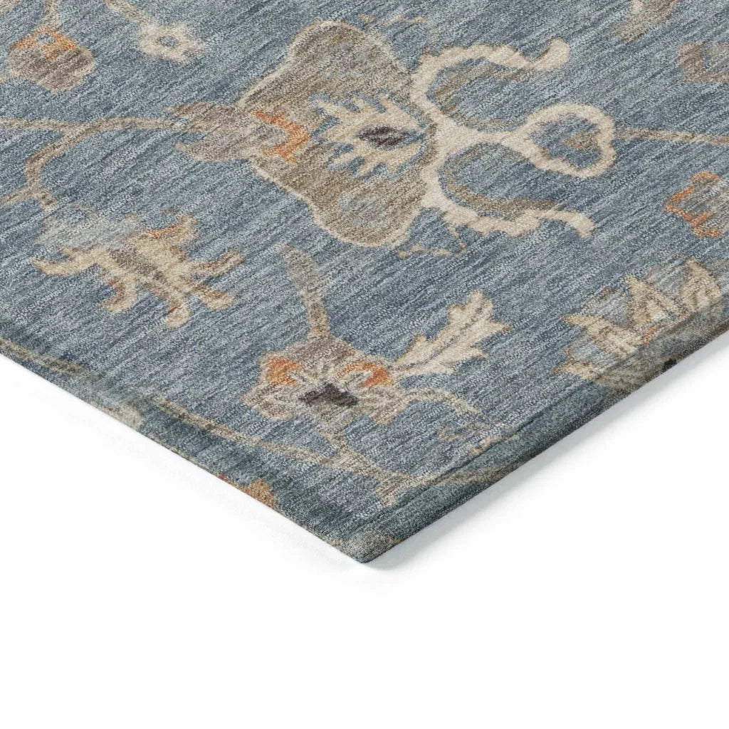 LOOMLAN Rugs Clara Blue Washable Indoor-Outdoor Rug