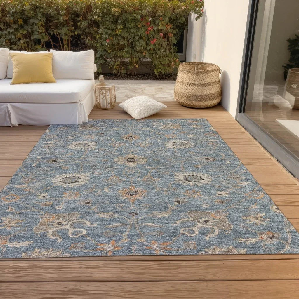 LOOMLAN Rugs Clara Blue Washable Indoor-Outdoor Rug