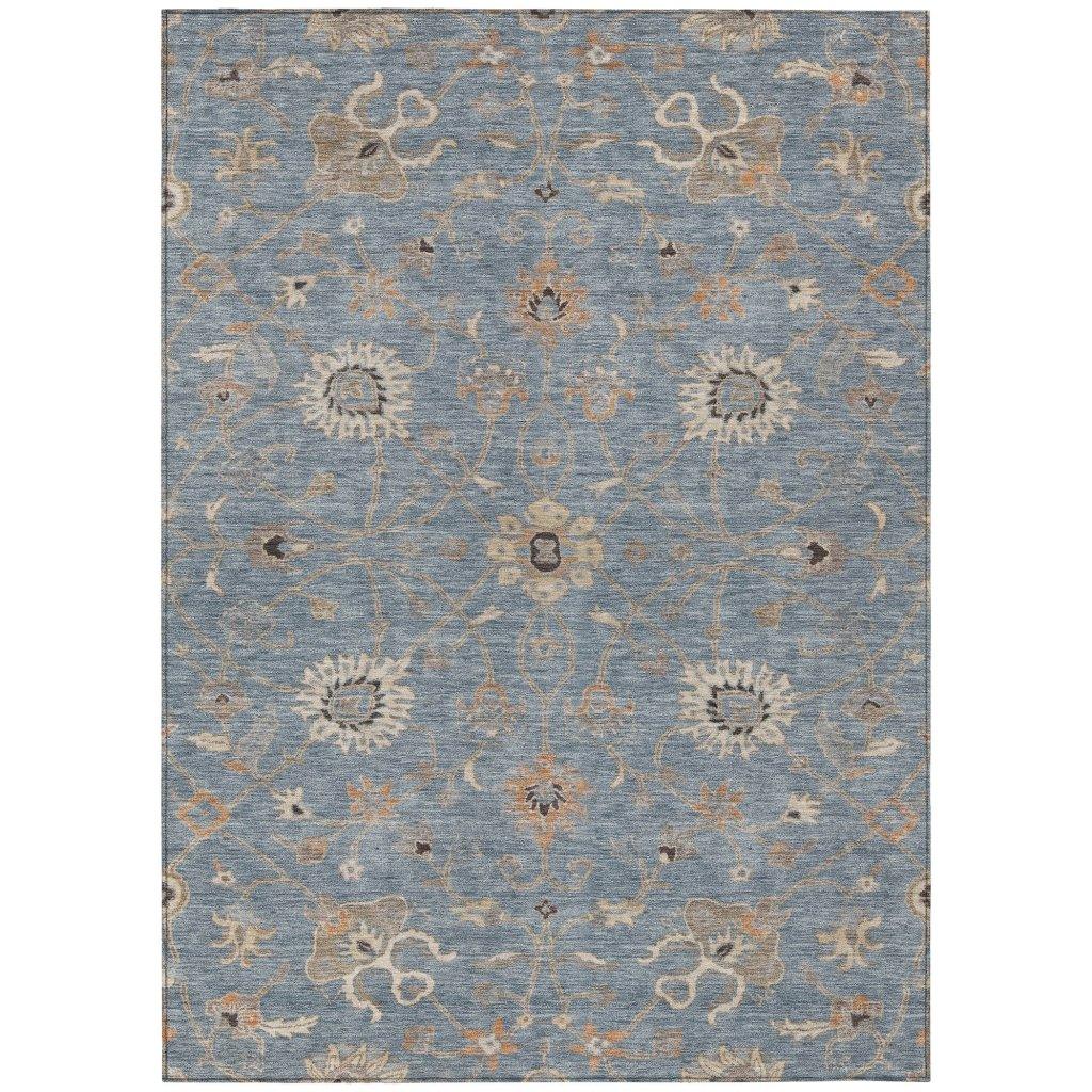 LOOMLAN Rugs Clara Blue Washable Indoor-Outdoor Rug