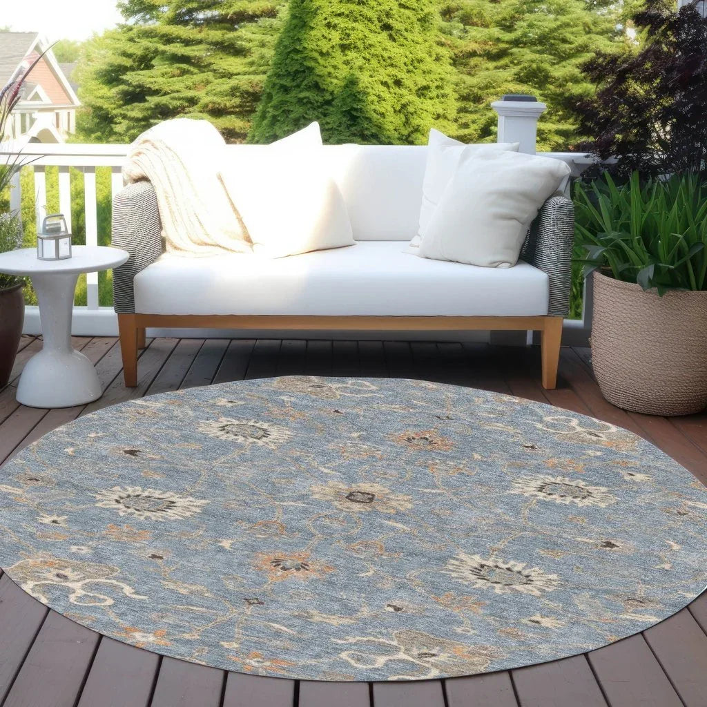 LOOMLAN Rugs Clara Blue Washable Indoor-Outdoor Rug