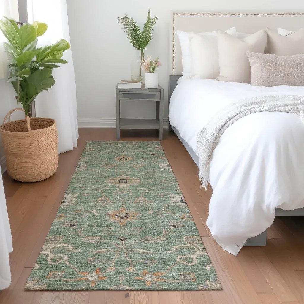 LOOMLAN Rugs Clara Green Washable Indoor-Outdoor Rug