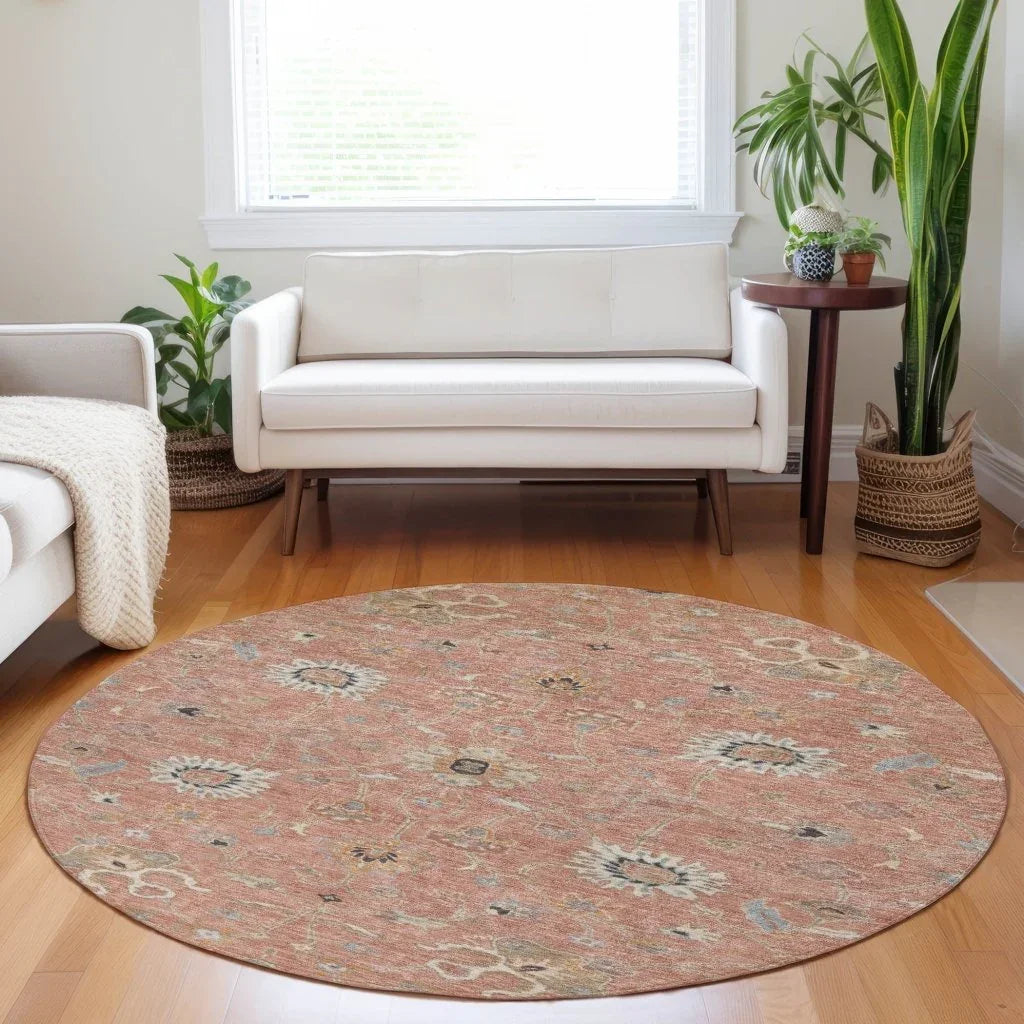 LOOMLAN Rugs Clara Pink Washable Indoor-Outdoor Rug