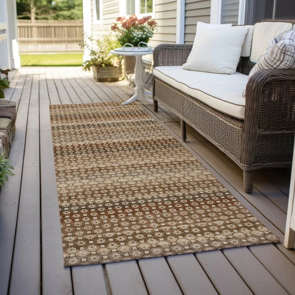 LOOMLAN Rugs Clarene Brown Washable Indoor-Outdoor Rug