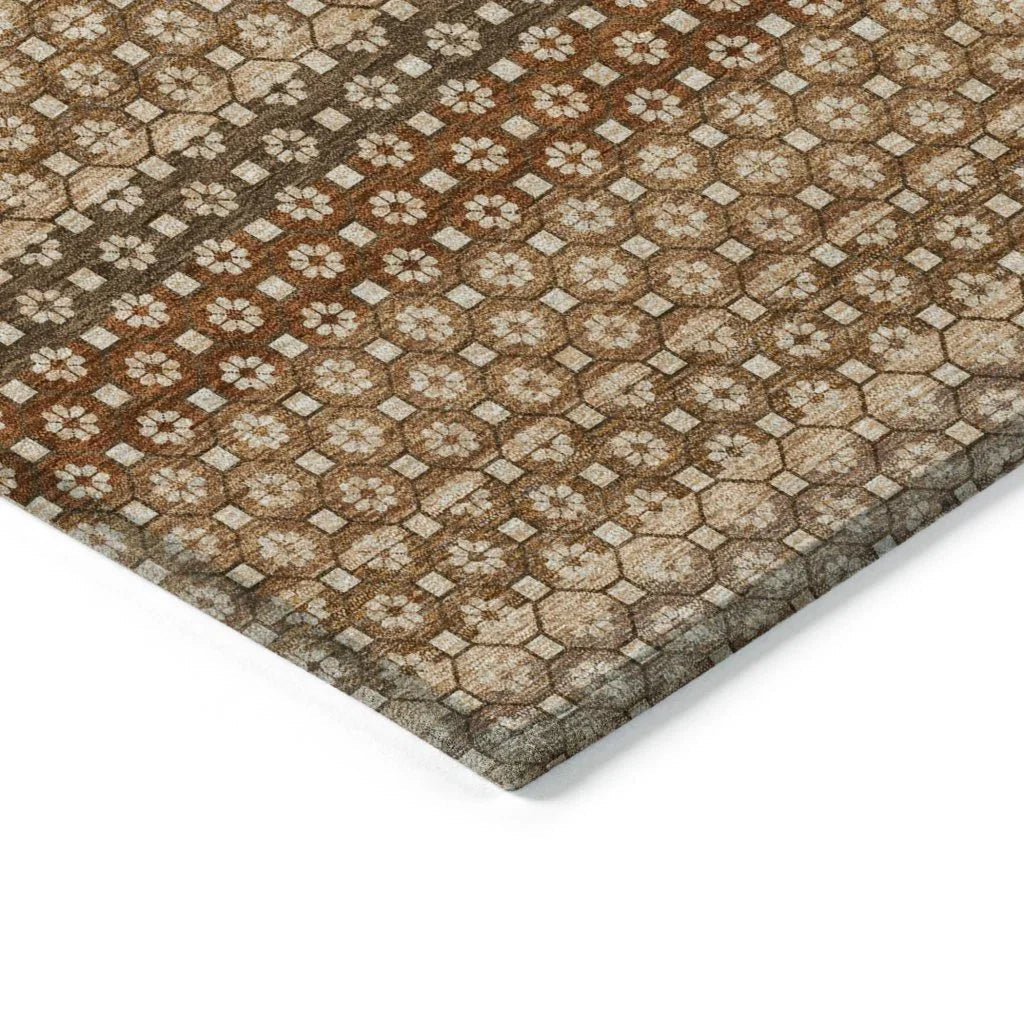 LOOMLAN Rugs Clarene Brown Washable Indoor-Outdoor Rug