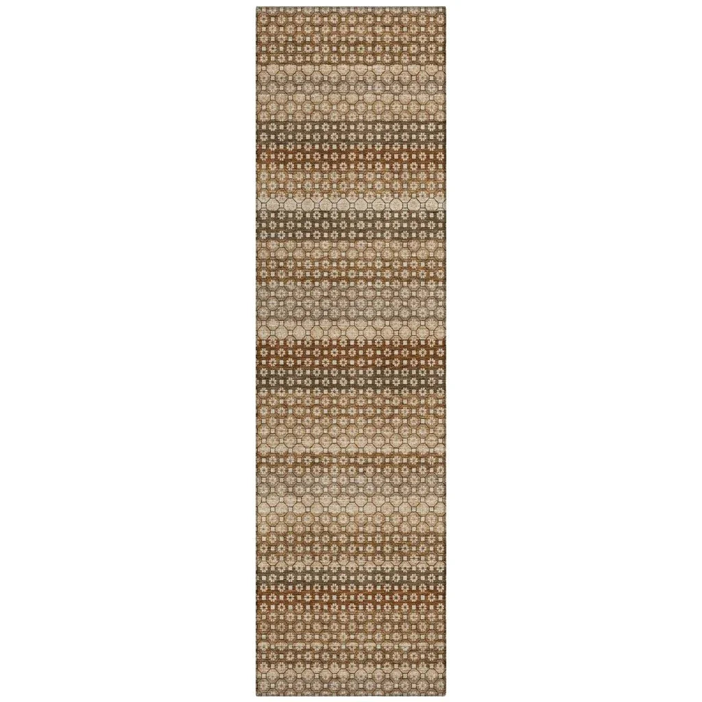 LOOMLAN Rugs Clarene Brown Washable Indoor-Outdoor Rug