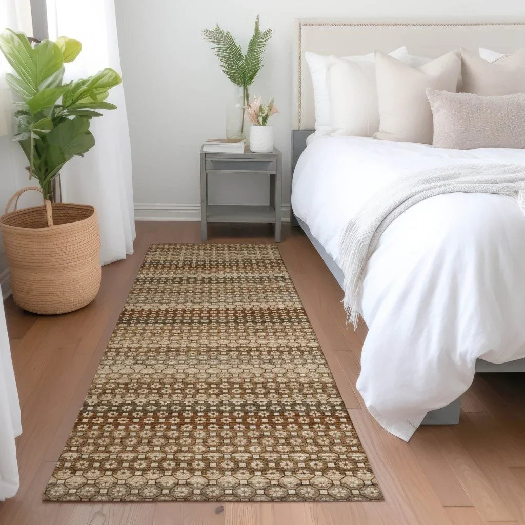 LOOMLAN Rugs Clarene Brown Washable Indoor-Outdoor Rug