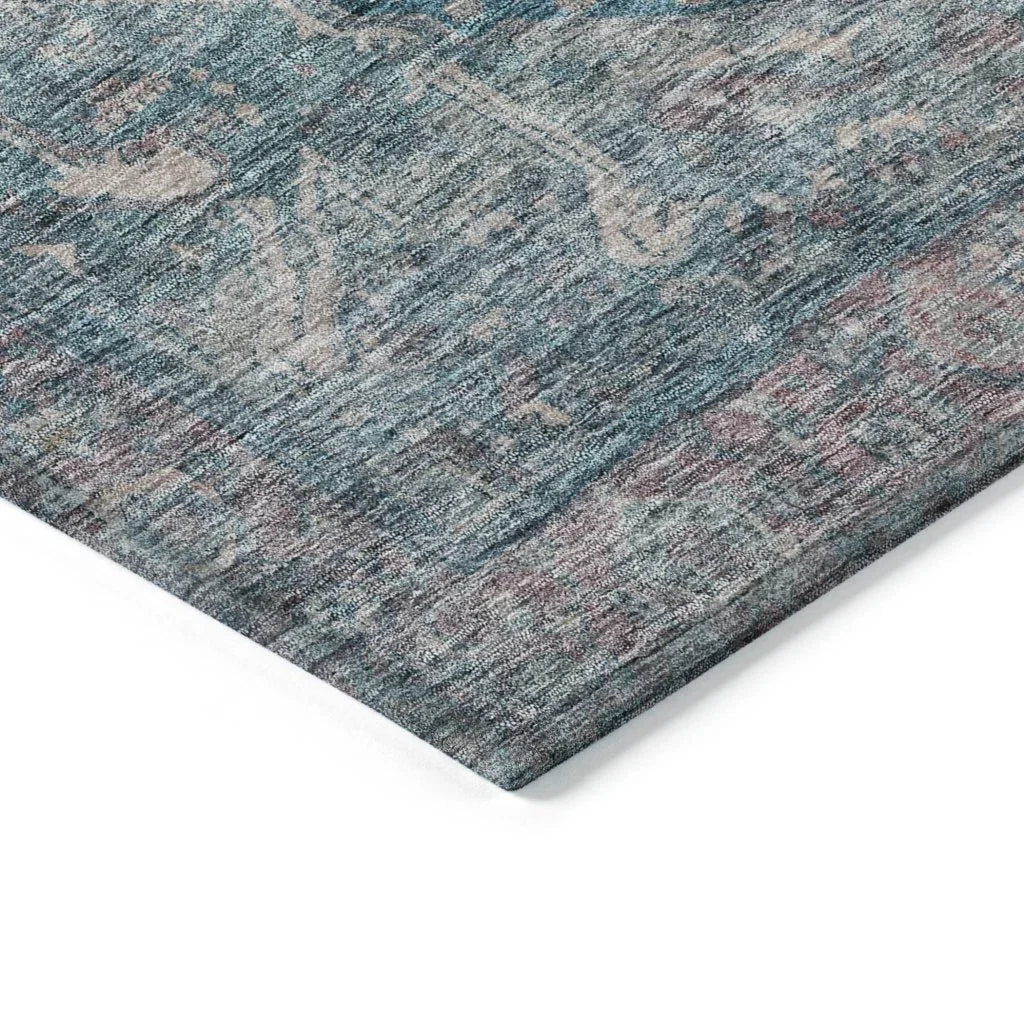LOOMLAN Rugs Clarina Blue Washable Indoor-Outdoor Rug