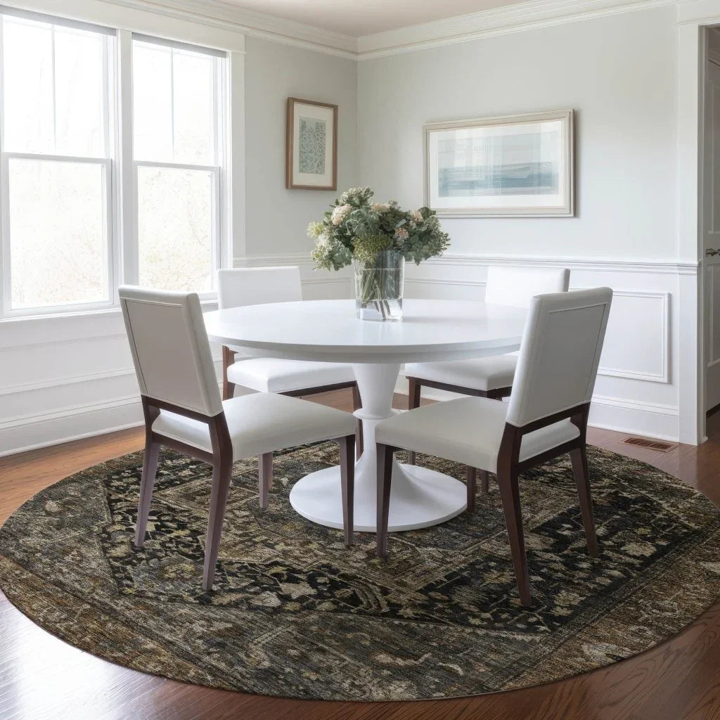LOOMLAN Rugs Clarina Brown Washable Indoor-Outdoor Rug