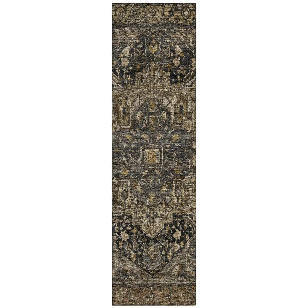 LOOMLAN Rugs Clarina Brown Washable Indoor-Outdoor Rug
