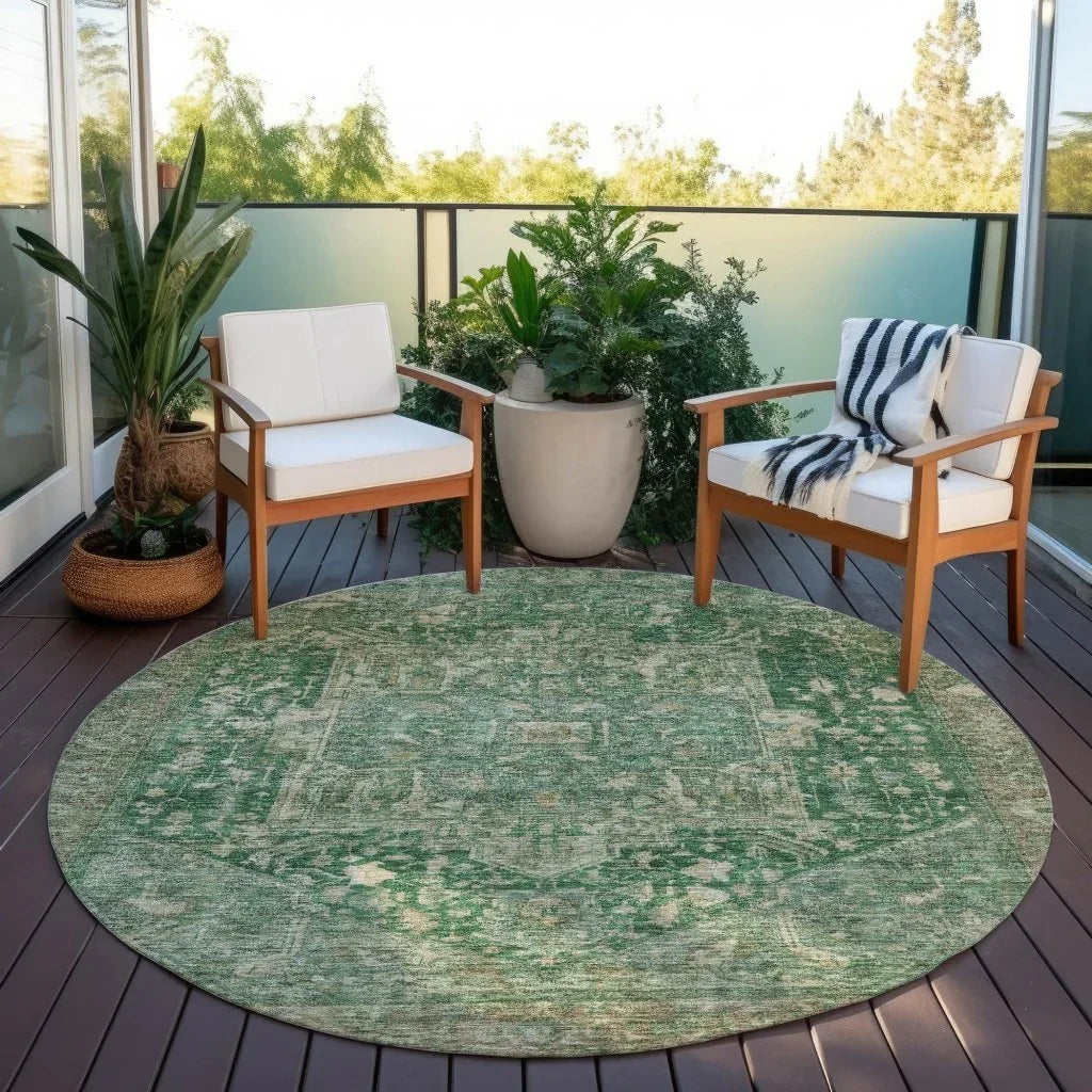 LOOMLAN Rugs Clarina Emerald Washable Indoor-Outdoor Rug