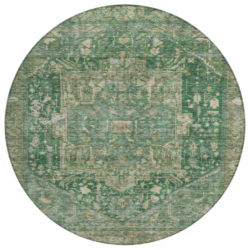 LOOMLAN Rugs Clarina Emerald Washable Indoor-Outdoor Rug
