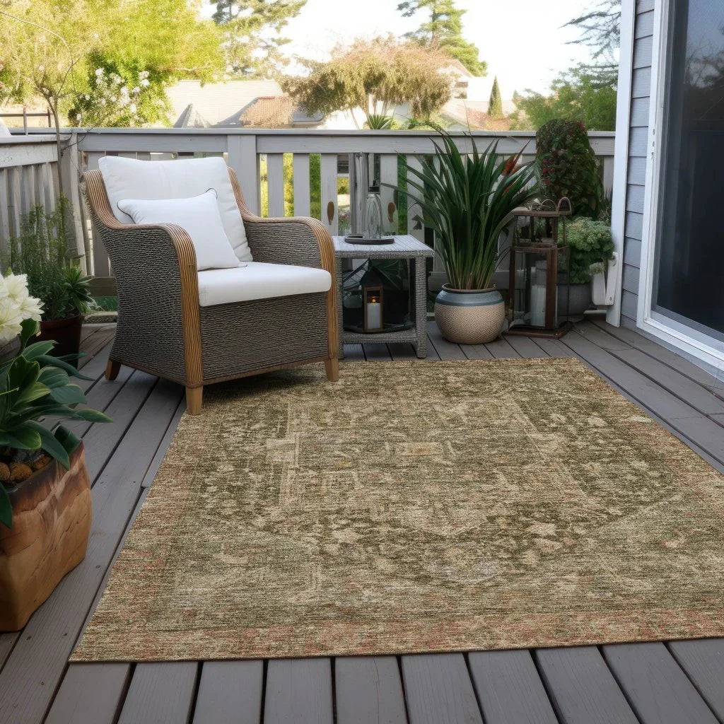 LOOMLAN Rugs Clarina Green Washable Indoor-Outdoor Rug