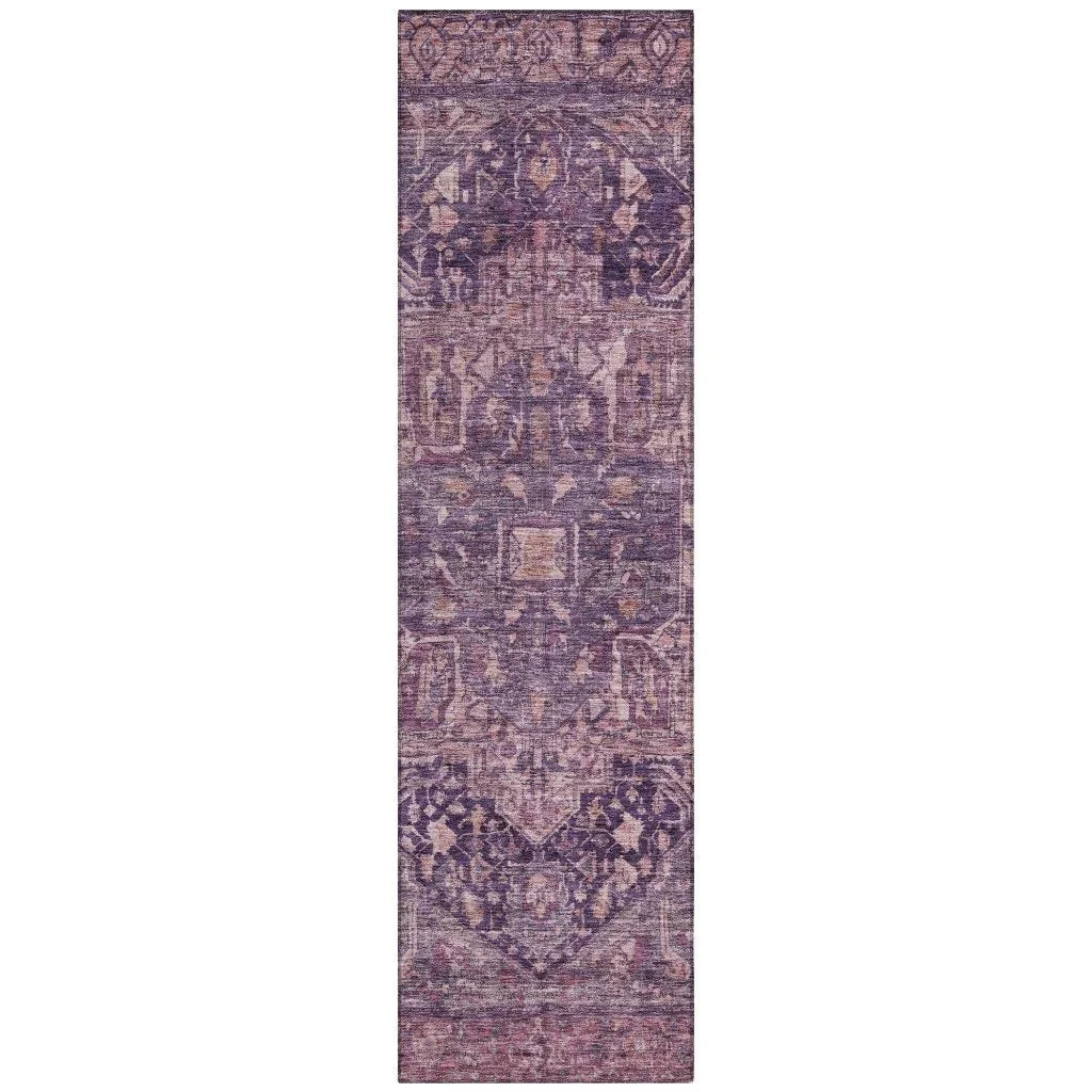 LOOMLAN Rugs Clarina Purple Washable Indoor-Outdoor Rug