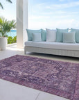 LOOMLAN Rugs Clarina Purple Washable Indoor-Outdoor Rug