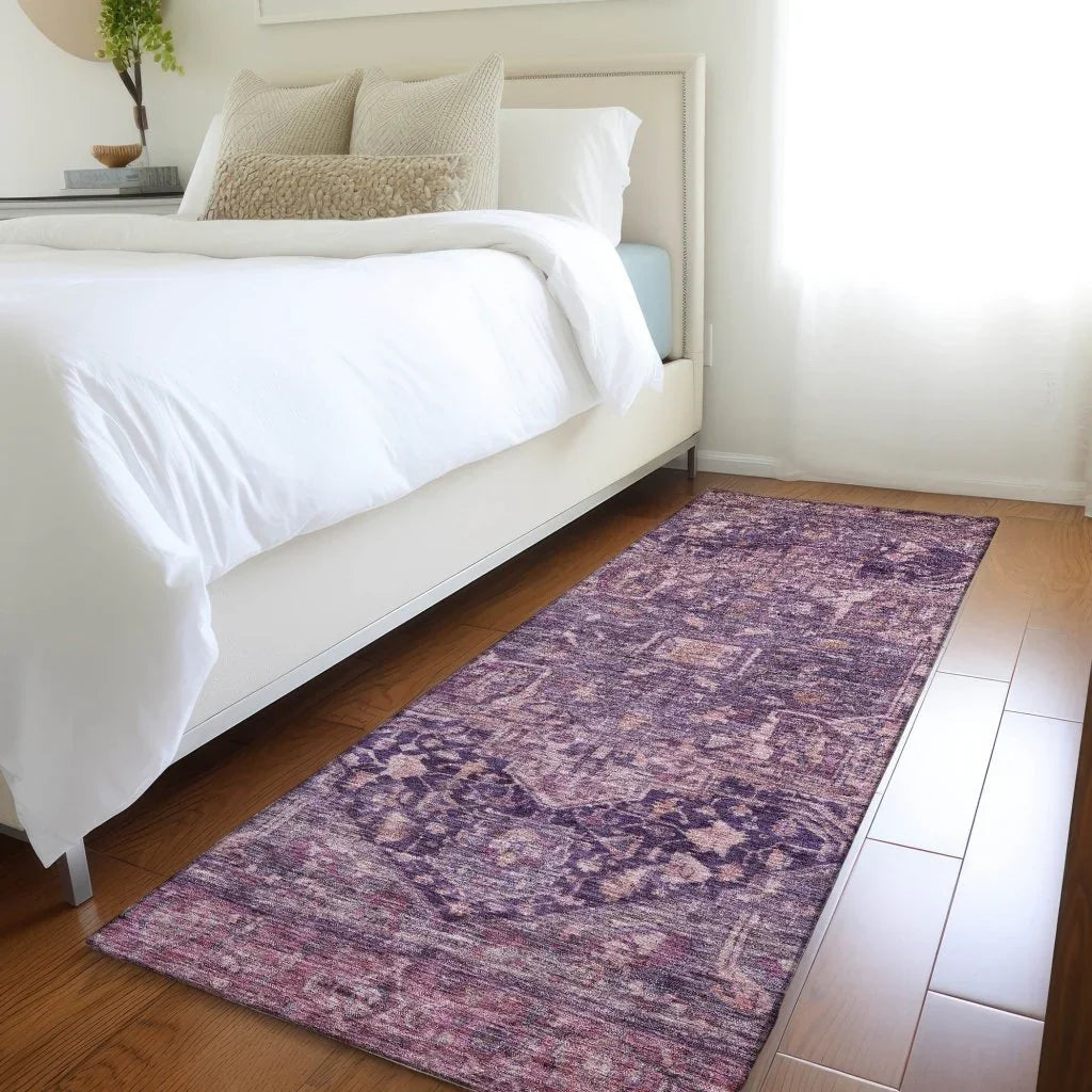 LOOMLAN Rugs Clarina Purple Washable Indoor-Outdoor Rug