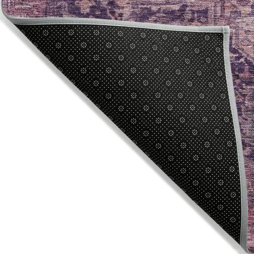 LOOMLAN Rugs Clarina Purple Washable Indoor-Outdoor Rug