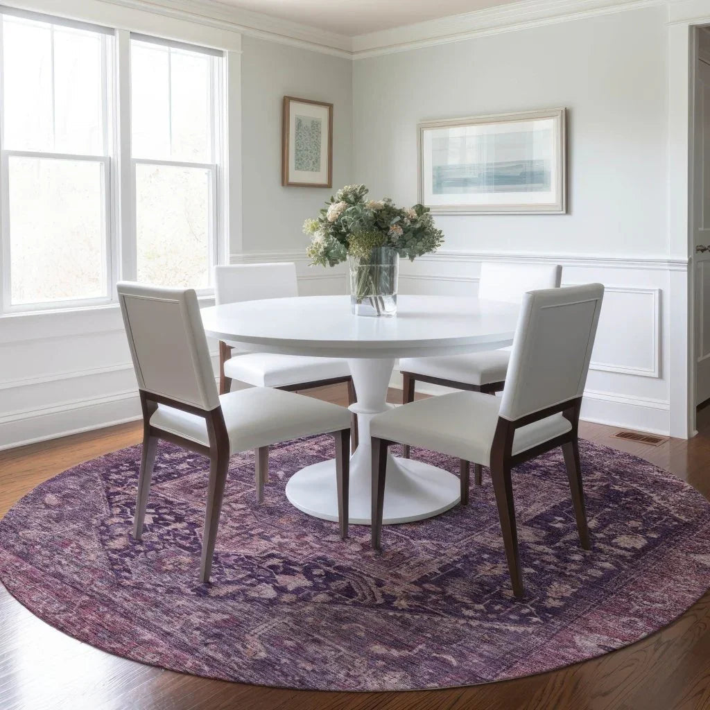 LOOMLAN Rugs Clarina Purple Washable Indoor-Outdoor Rug