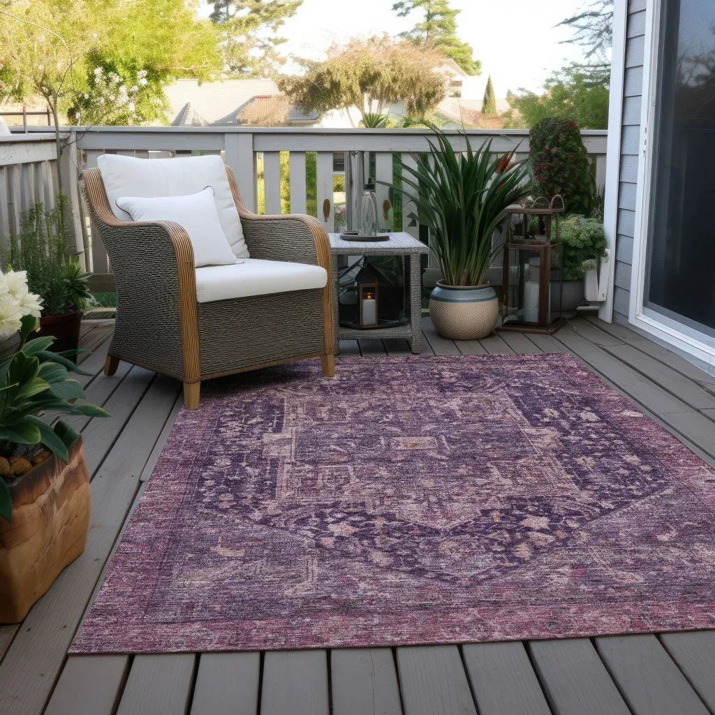 LOOMLAN Rugs Clarina Purple Washable Indoor-Outdoor Rug