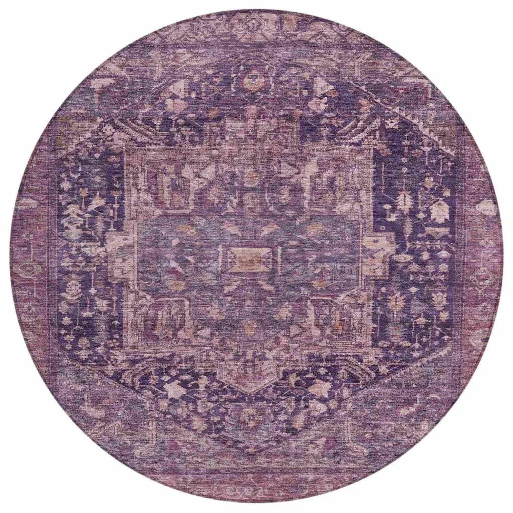 LOOMLAN Rugs Clarina Purple Washable Indoor-Outdoor Rug