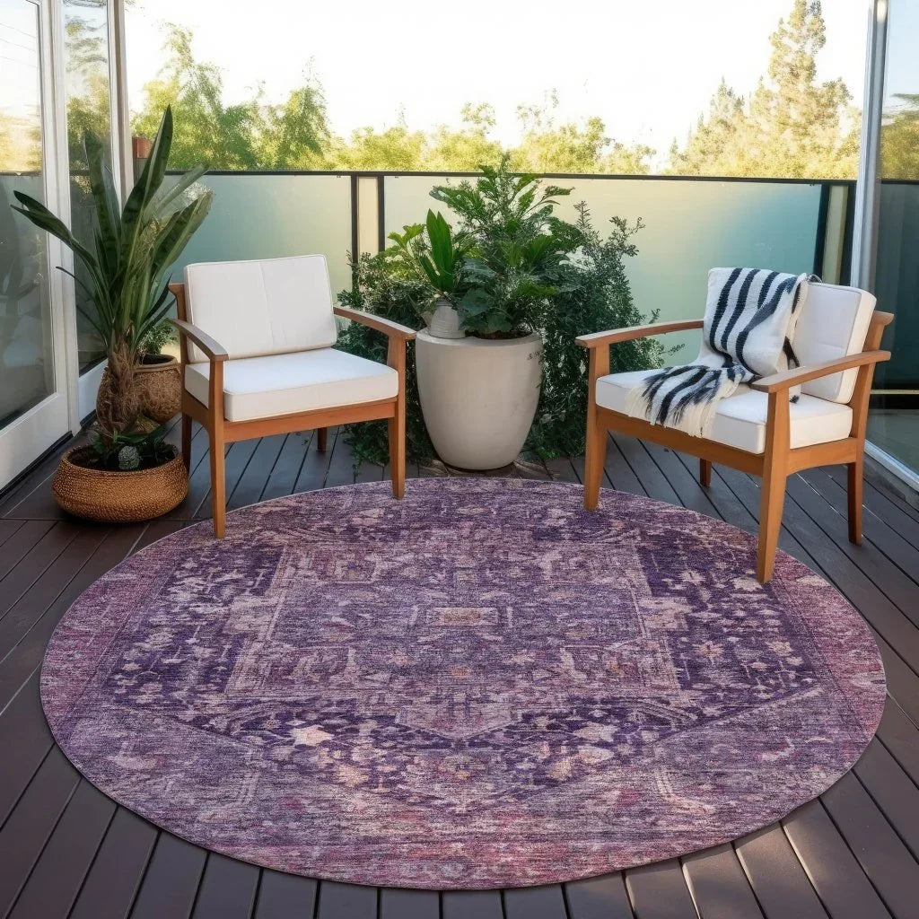 LOOMLAN Rugs Clarina Purple Washable Indoor-Outdoor Rug