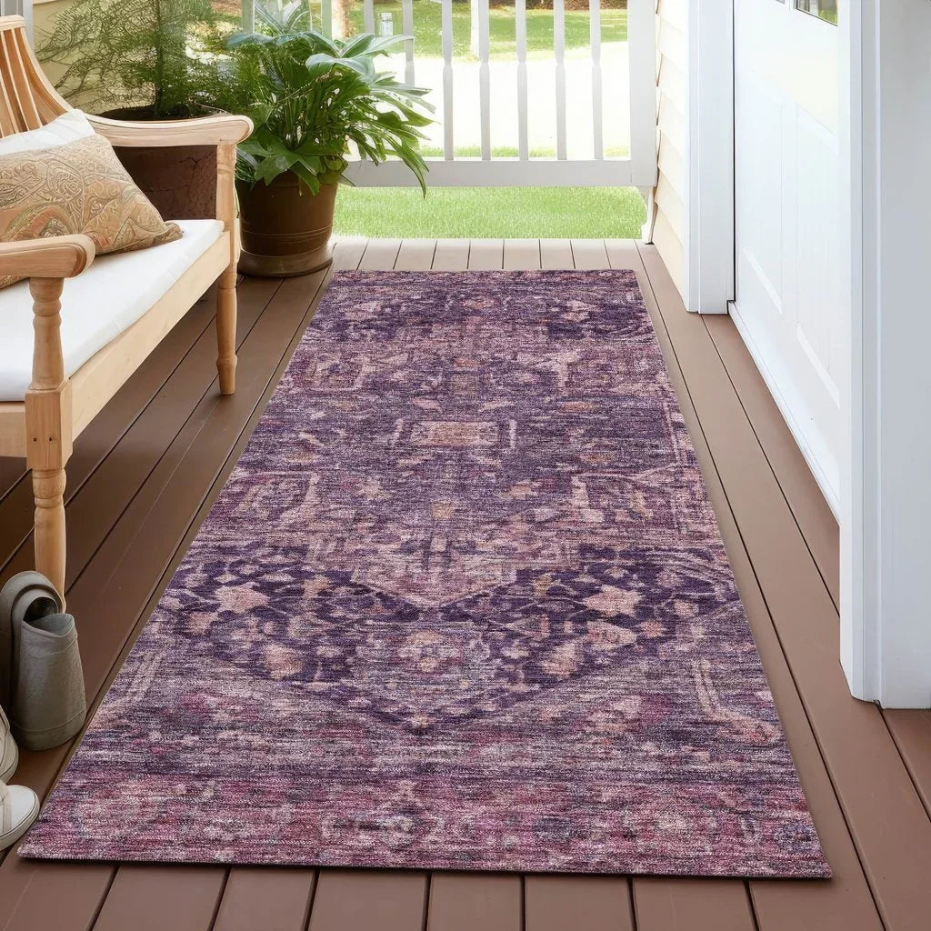 LOOMLAN Rugs Clarina Purple Washable Indoor-Outdoor Rug