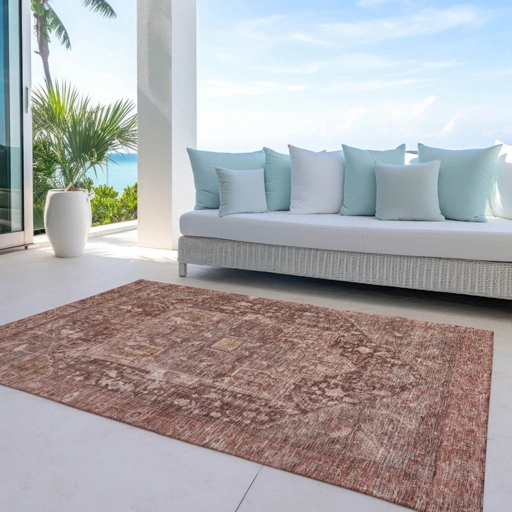 LOOMLAN Rugs Clarina Red Washable Indoor-Outdoor Rug