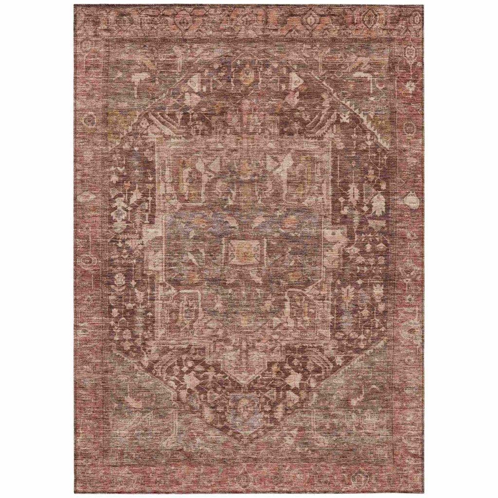 LOOMLAN Rugs Clarina Red Washable Indoor-Outdoor Rug