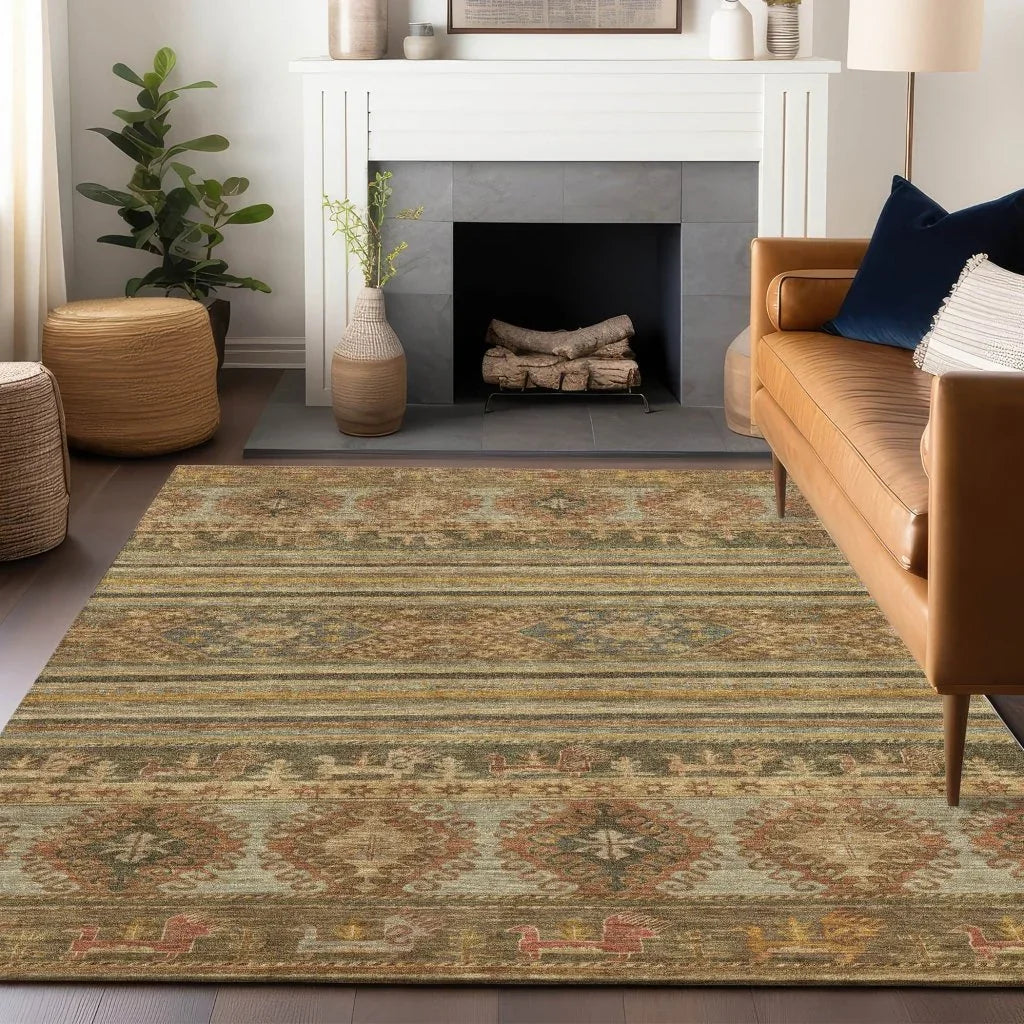 LOOMLAN Rugs Claritha Beige Washable Indoor-Outdoor Rug