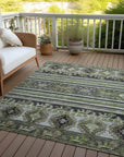LOOMLAN Rugs Claritha Green Washable Indoor-Outdoor Rug