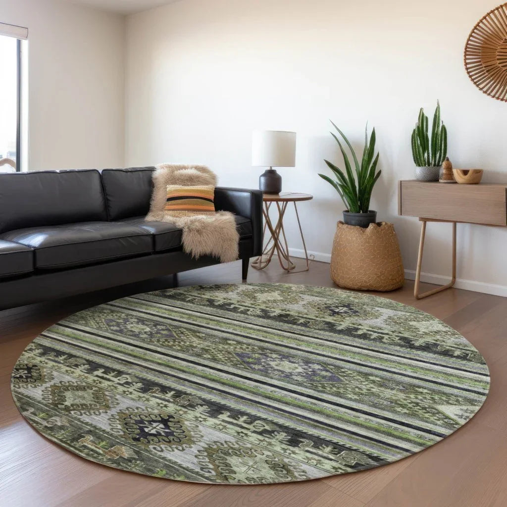 LOOMLAN Rugs Claritha Green Washable Indoor-Outdoor Rug