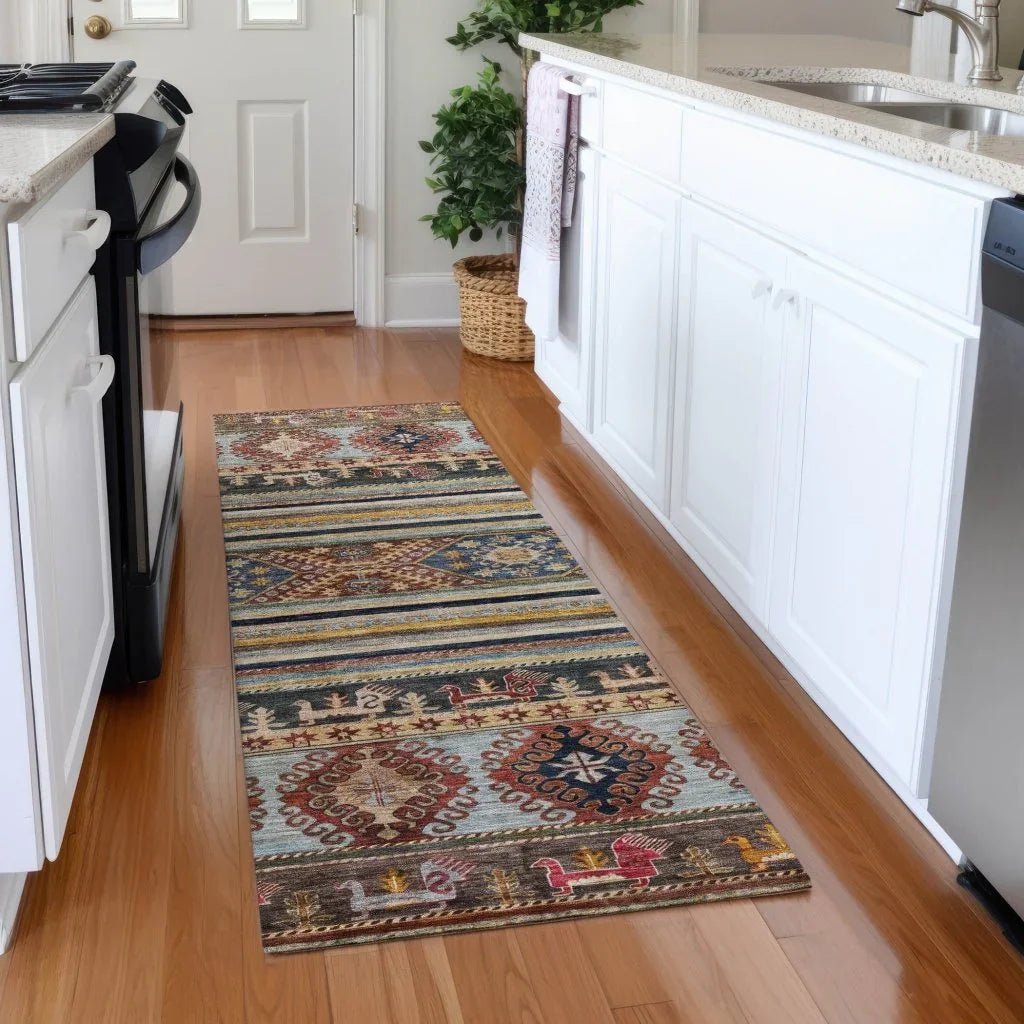 LOOMLAN Rugs Claritha Orange Washable Indoor-Outdoor Rug